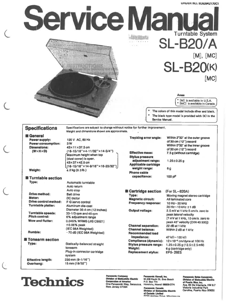 Ve Technics Slb20 Service en PDF