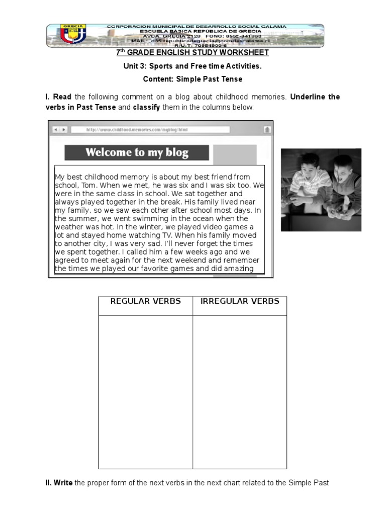 Worksheet Simple - Past Tense 01 | Grammatical Tense | Verb