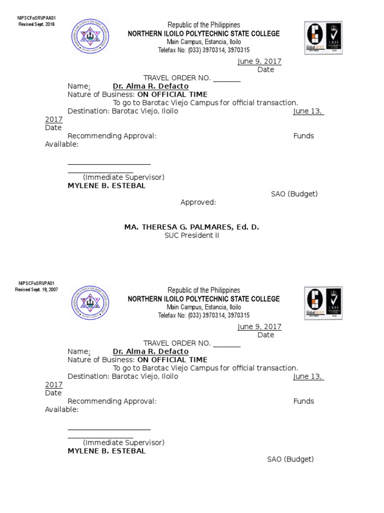Travel Order New PDF Business