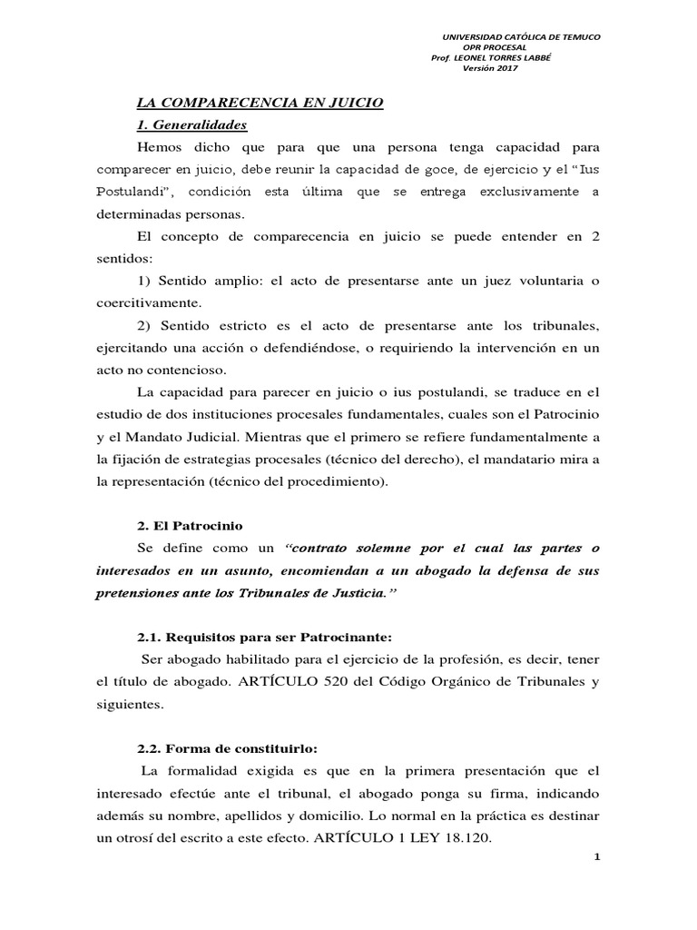 Diferencias entre Patrocinio y Mandato | PDF | Procedimiento Civil ...