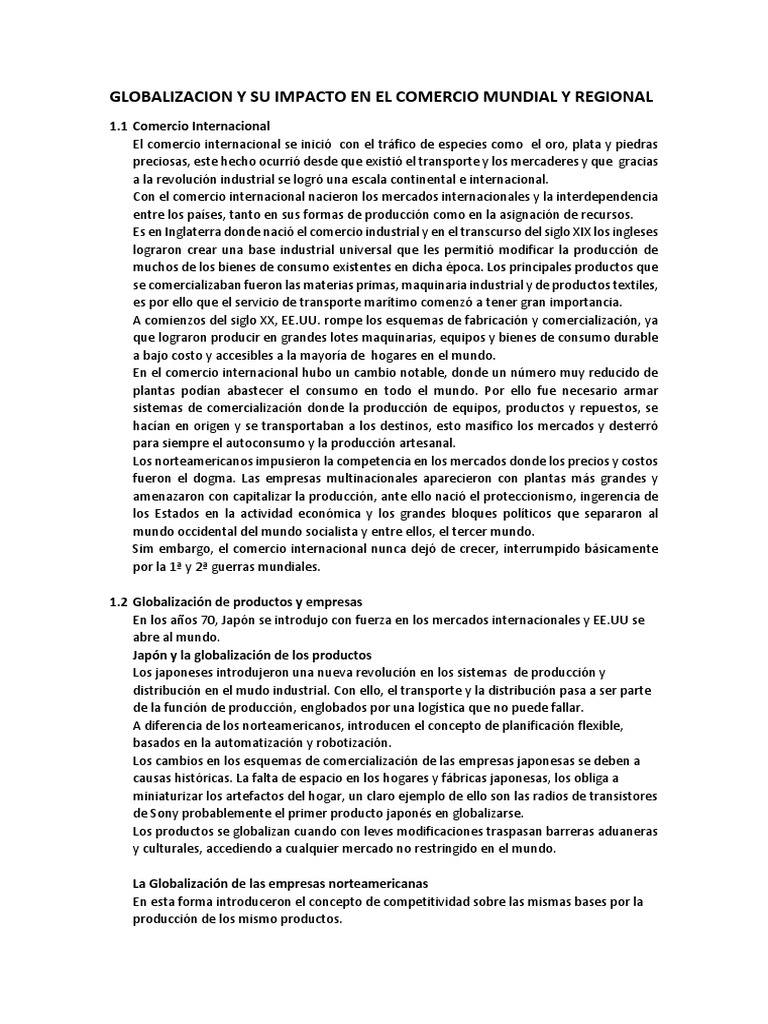 Impacto de la Globalización en Comercio | PDF | Comercio | Globalización