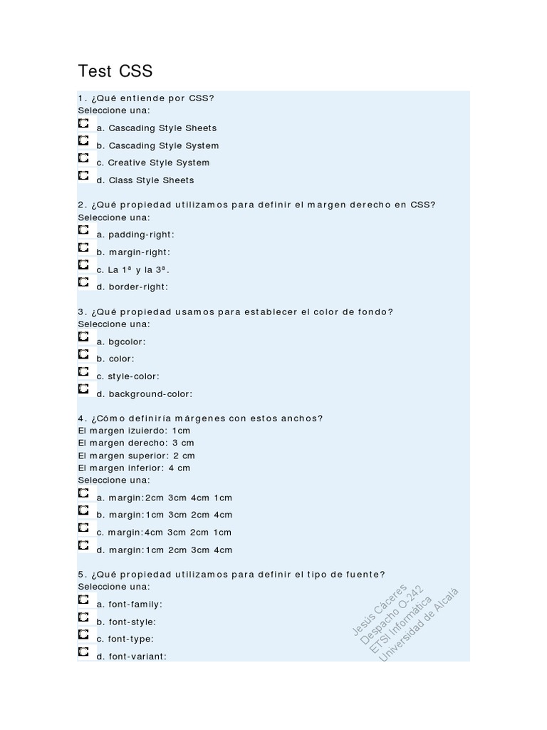 Test CSS | PDF | Hojas de estilo en cascada | Ingeniería de software