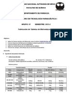 Reporte Tabletas Metronidazol