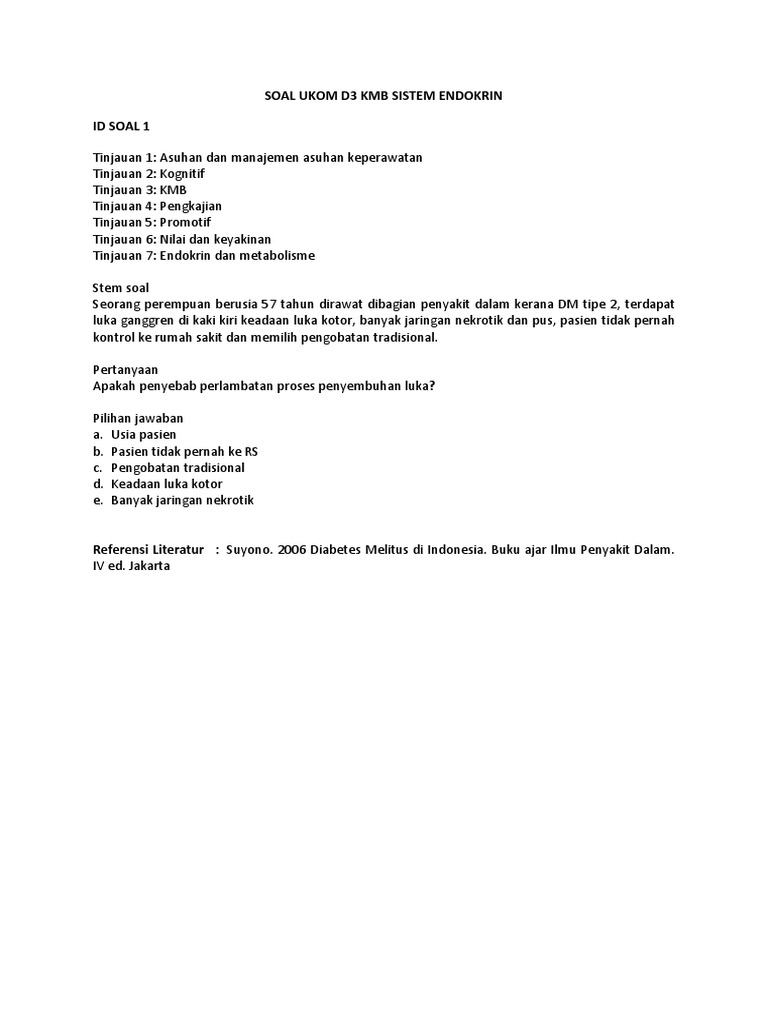 Soal Ukom D3 Kmb Endokrin Untuk Mahasiswa
