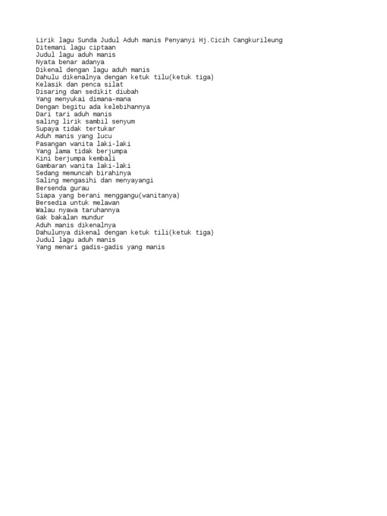 Lirik Lagu Sunda Jadul | PDF