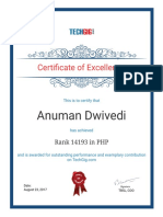 Anuman Dwivedi: Certificate of Excellence
