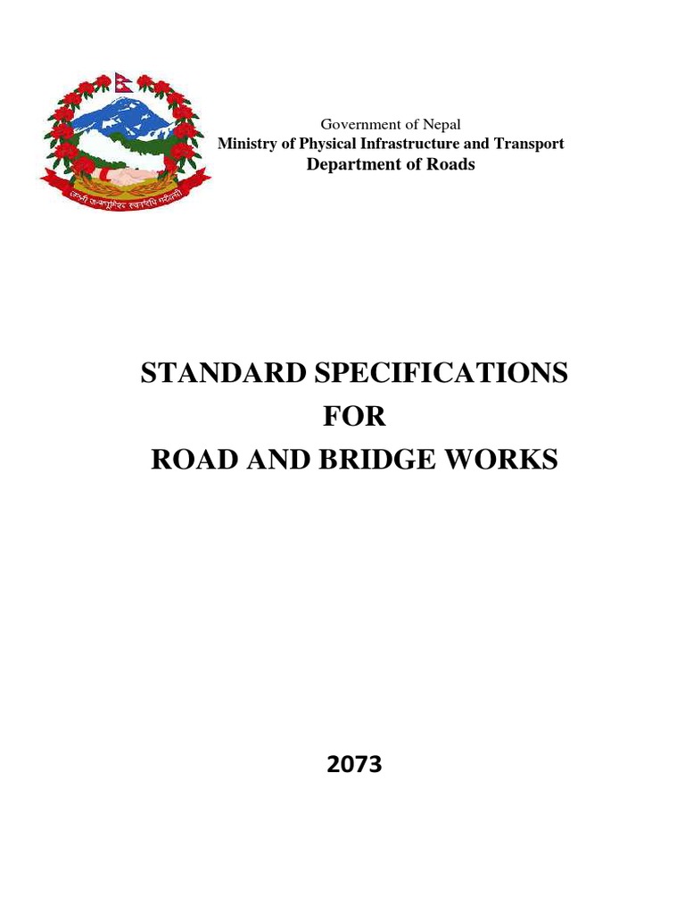 Standard Specifications For Road and Bridge Works 2073 PDF Road