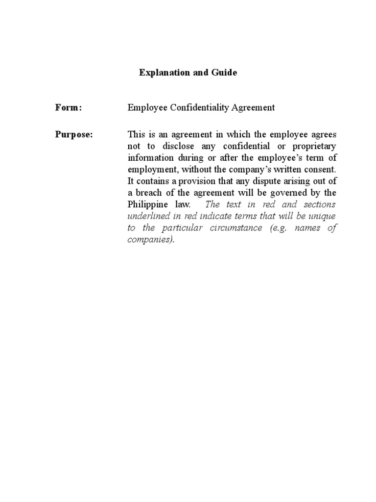 Employee Confidentiality Agreement Guide | PDF | Confidentiality | Non ...