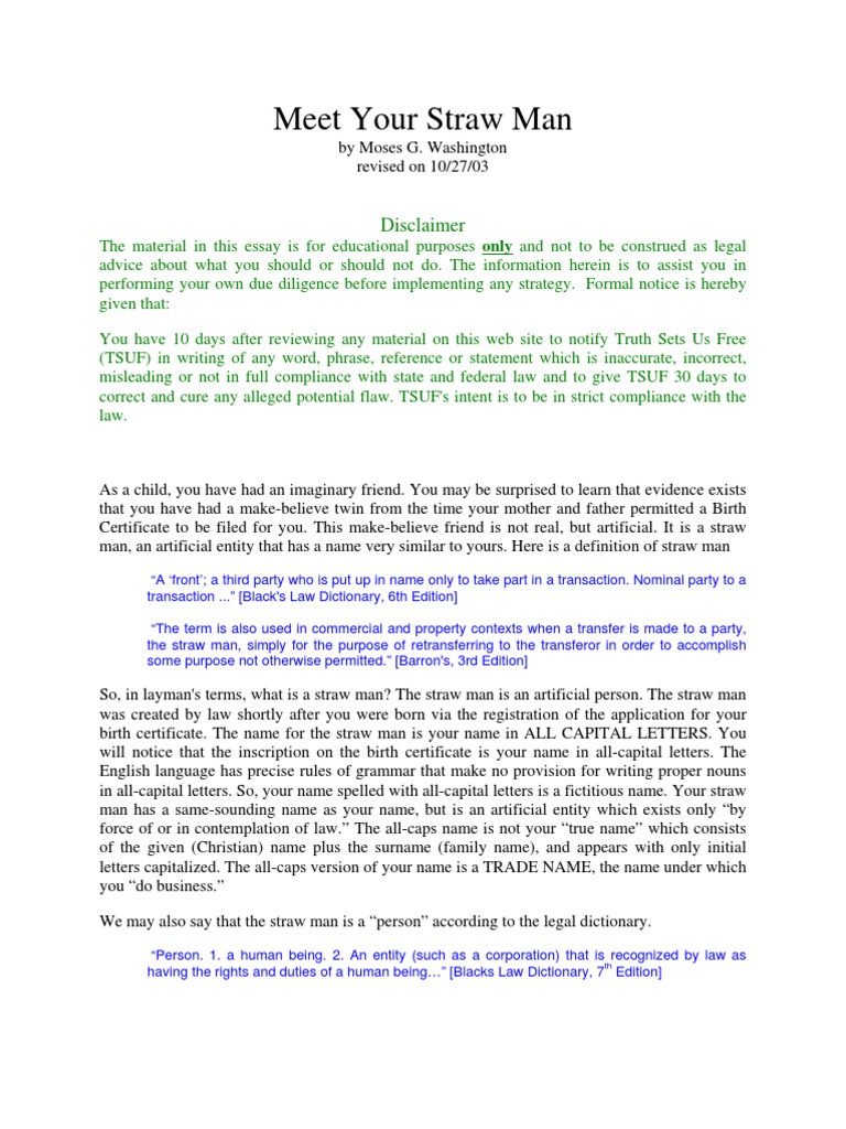 Meet Your STRAWMAN PDF Corporations Trust Law