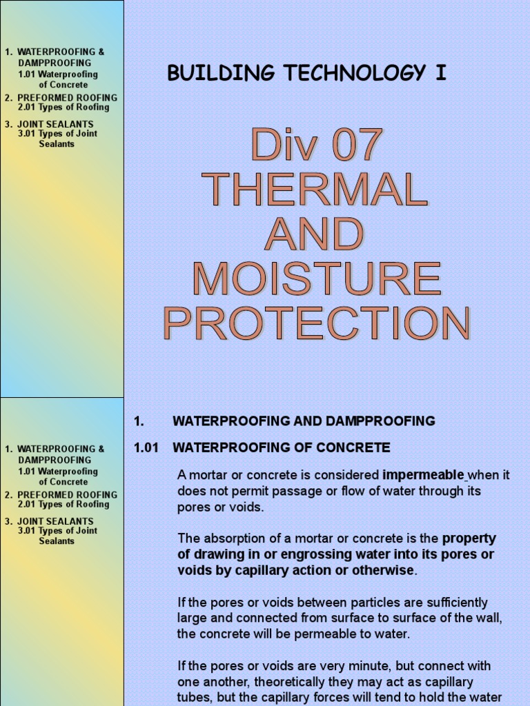 Waterproofing Techniques for Concrete | PDF | Asphalt | Concrete
