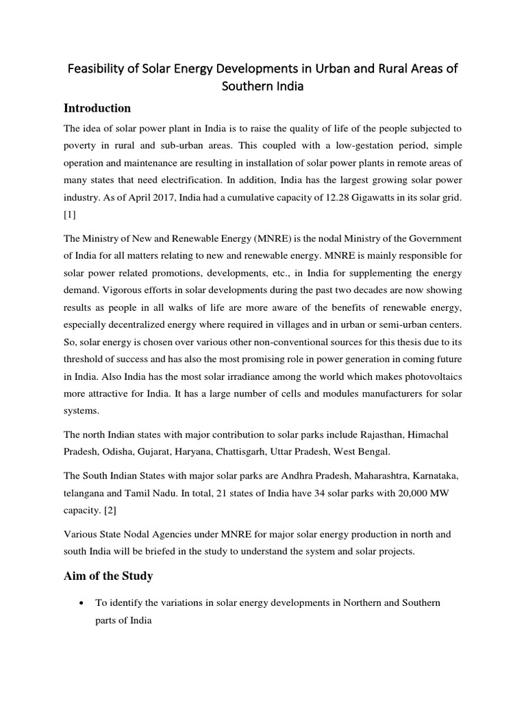 Solar Energy Feasibility in Southern India | PDF | Solar Power | Solar ...