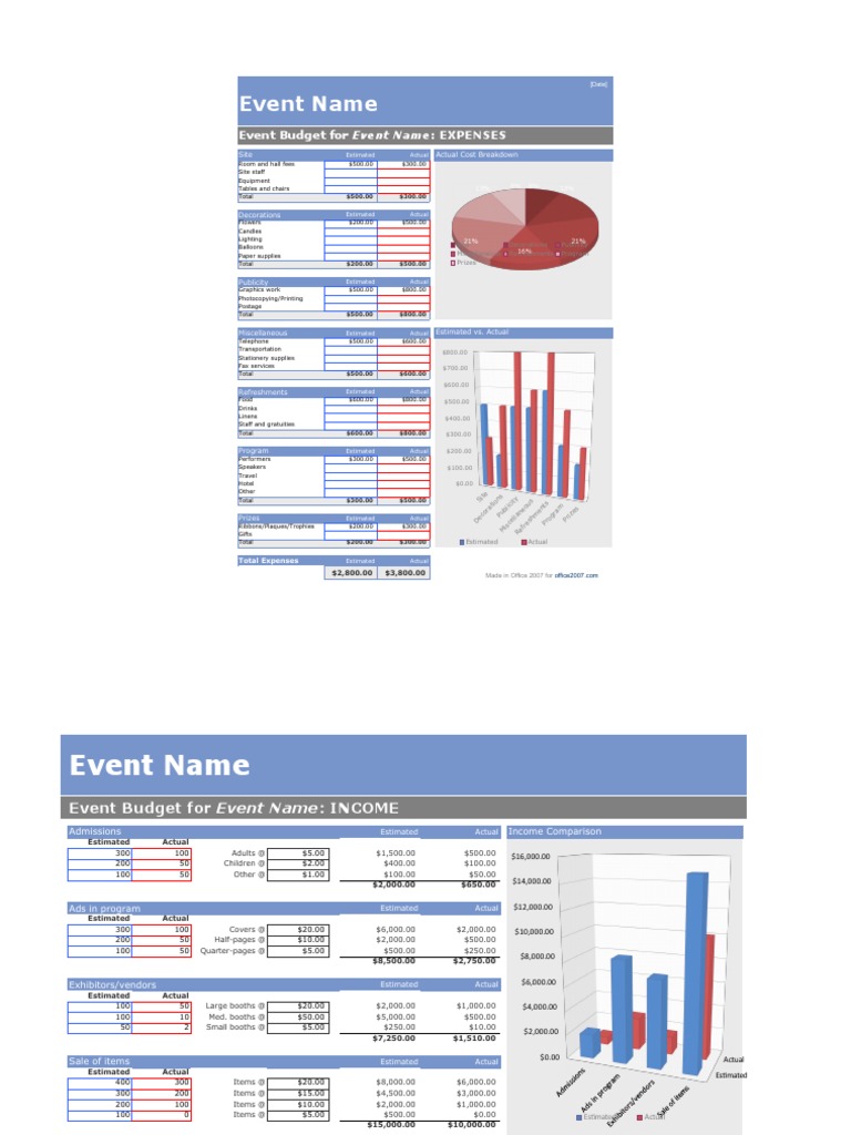 Event Planning Budget Template Excel