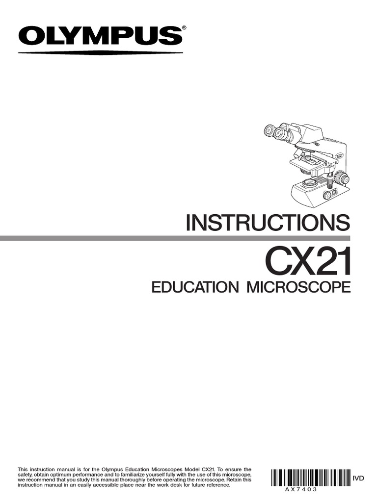 Olympus CX21 Education Microscope Manual PDF | PDF | Ac Power Plugs And ...