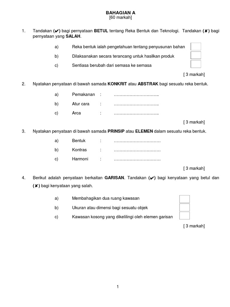Soalan Peperiksaan Pertengahan Tahun Rbt Tingkatan 1 Soalan Ppt Reka Bentuk Teknologi Pdf Pdf