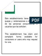 Hoja de Reclamaciones PDF