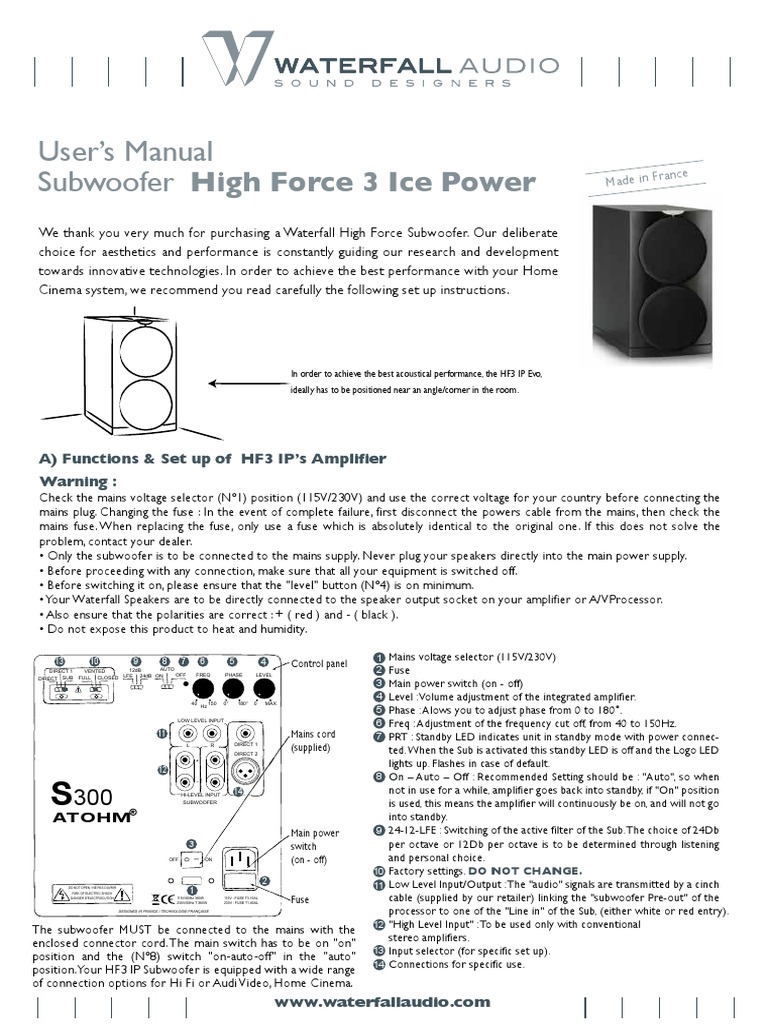 Waterfall Hf3 Ip Us Notice | PDF | Amplifier | Loudspeaker