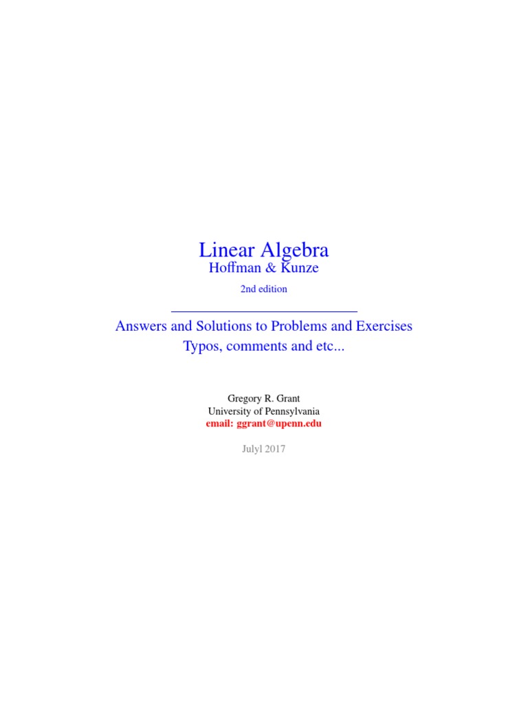 Hoffman and Kunze Solution Manual | PDF | Field (Mathematics) | Matrix ...