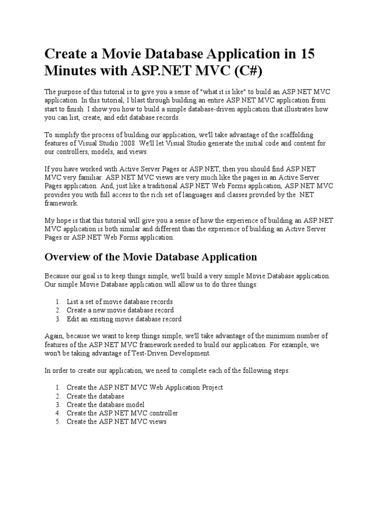 1.create A Movie Database Application in 15 Minutes With ASP | PDF ...