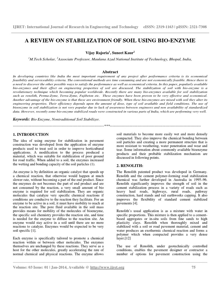 Soil Stabilization with Bio-Enzymes | PDF | Soil | Road Surface