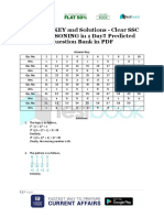 ANSWER KEY and Solutions Clear SSC CGL REASONING in 1 Day Predicted Question Bank in PDF