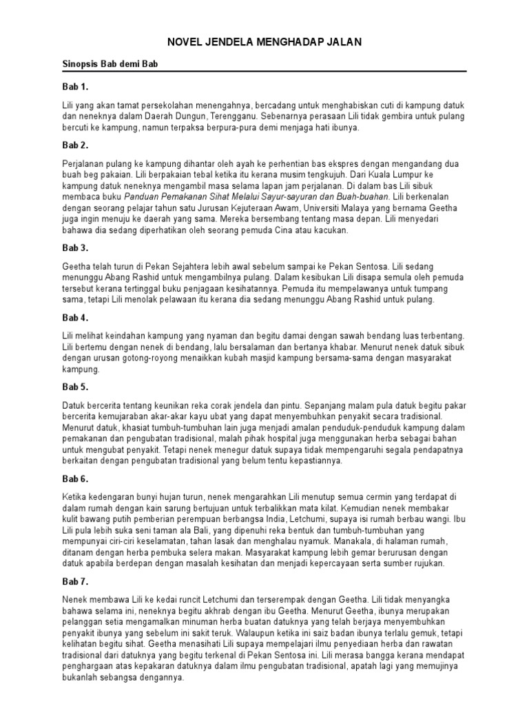 Novel Jendela Menghadap Jalan Pdf