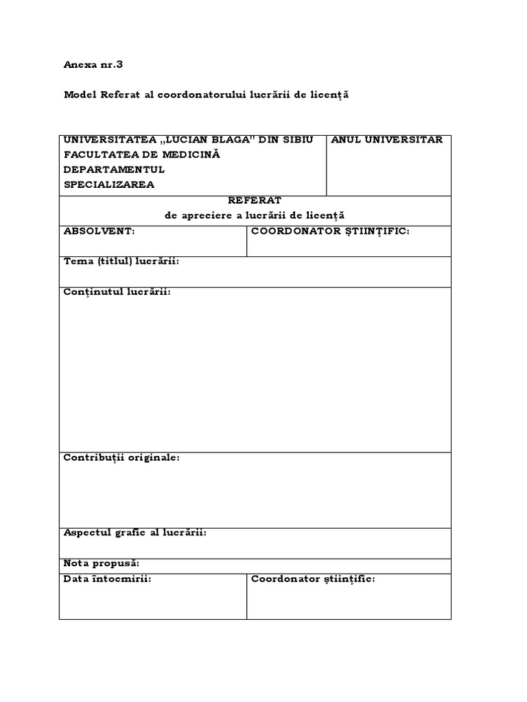 Licenta Model - Referat Al Coordonatorului Lucrarii de Licenta | PDF