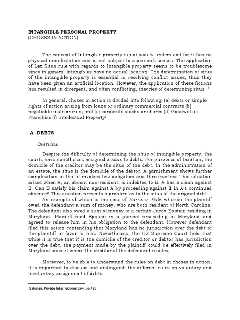 Understanding Intangible Personal Property | PDF | Garnishment ...