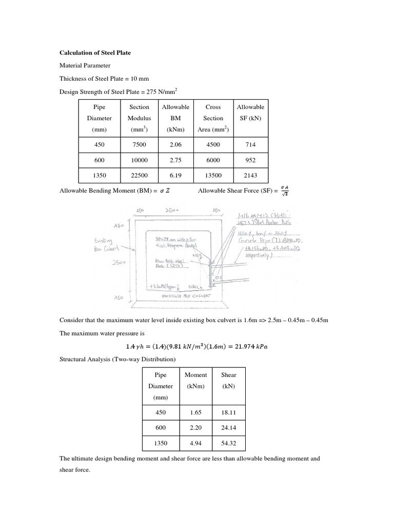 Calculation of Steel Plate PDF
