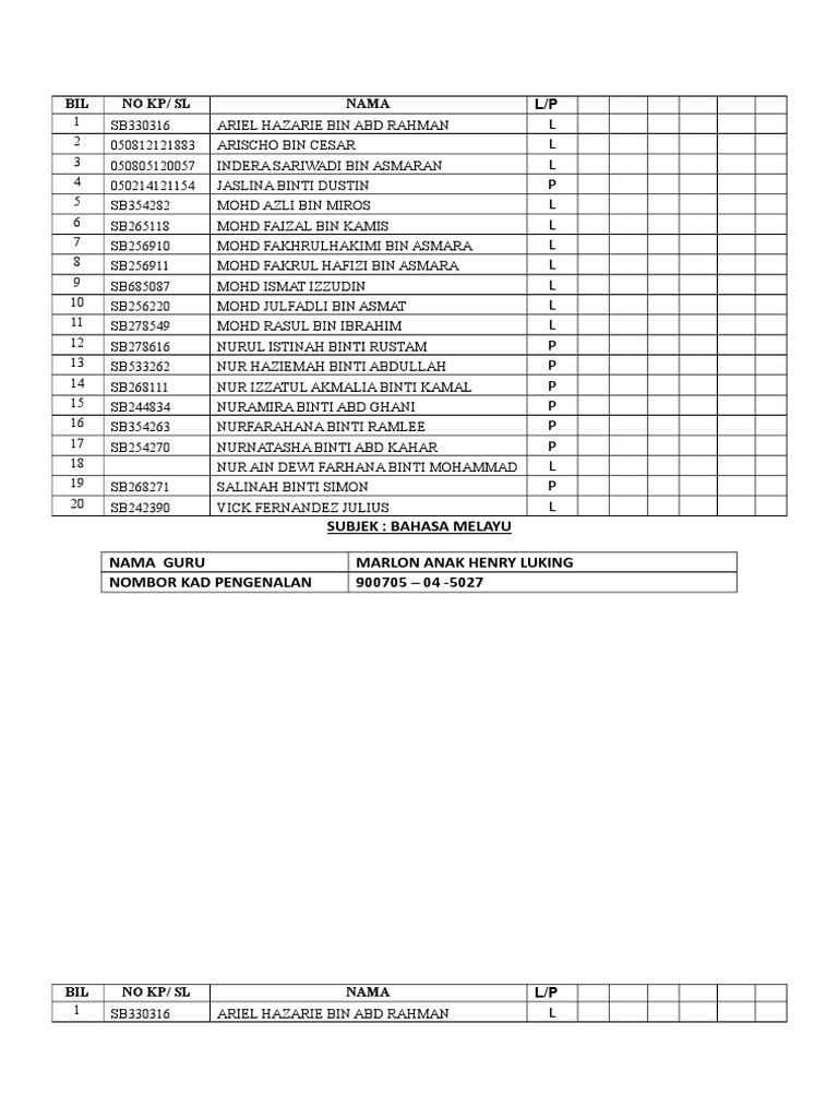 Senarai Nama Murid PDF