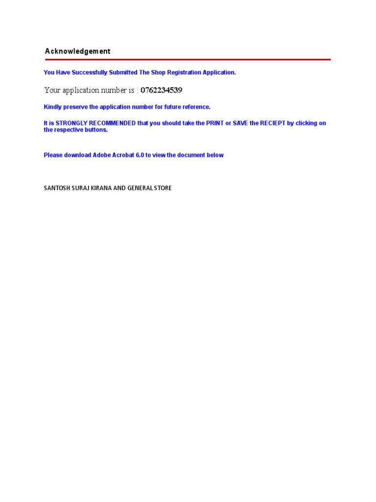 Your Application Number Is: 0762234539: Acknowledgement | PDF | Finance ...