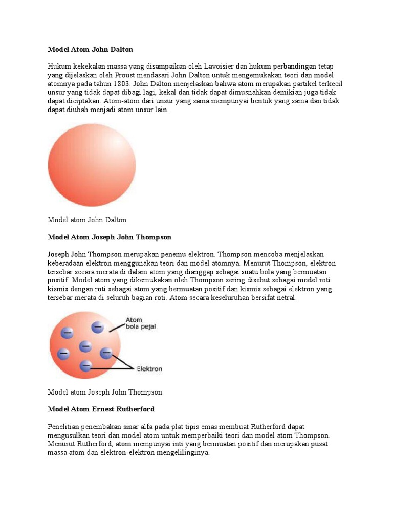 Evolusi Model Atom: Dalton hingga Bohr | PDF | Sains & Matematika