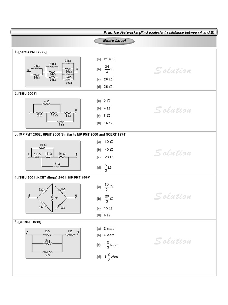 Resistor Network Problems PDF Electronic Engineering Electrical