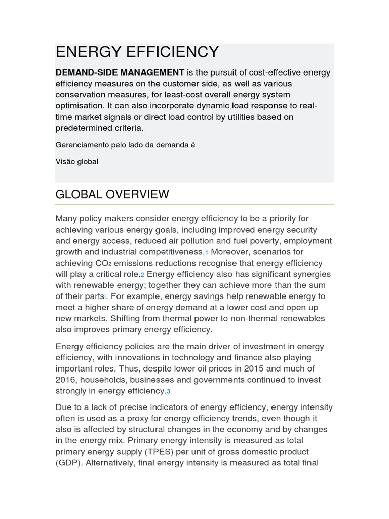 Energy Efficiency and Demand-Side Management | PDF | Efficient Energy ...