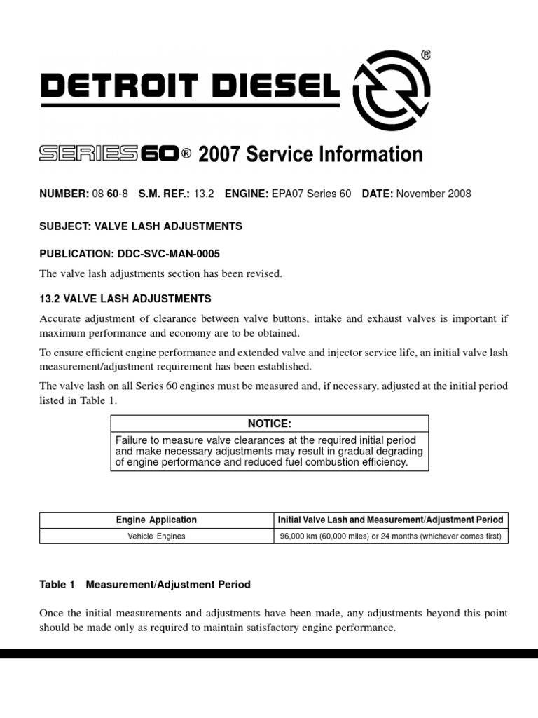Detroit s60 Valve Adjustment PDF | PDF