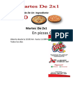2x1 Oferta de Pizzas Grade de Un Ingrediente Olimpizza