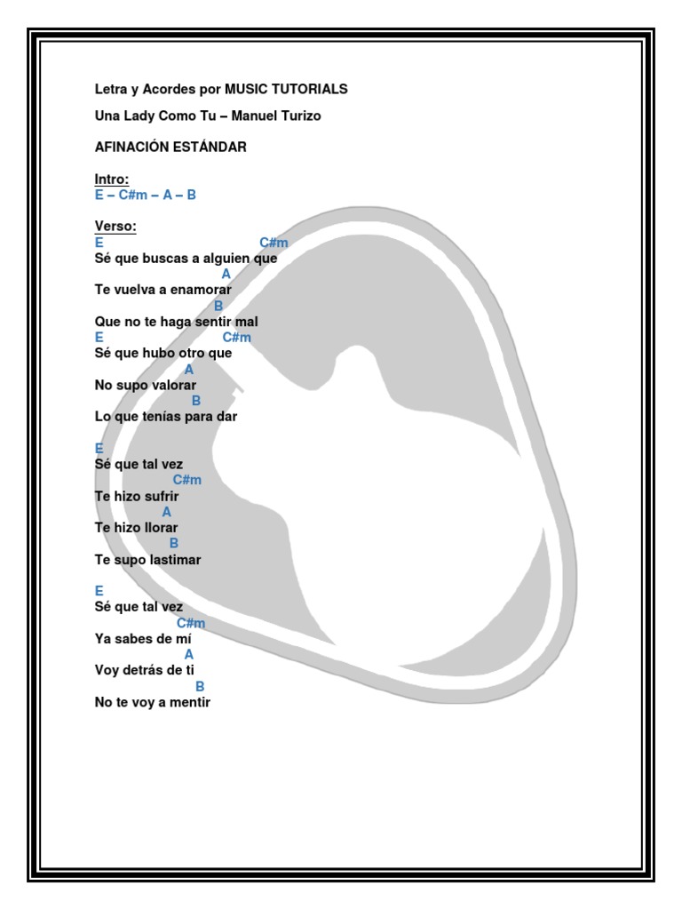 Una Lady Como Tu Manuel Turizo Letra y Acordes PDF