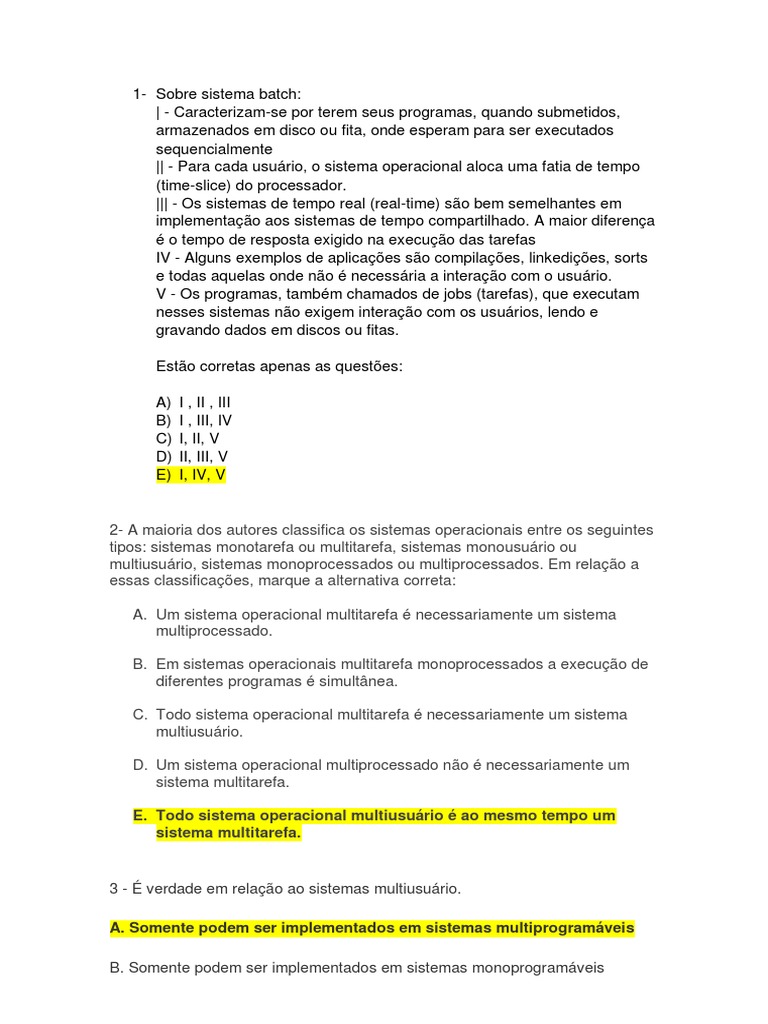 Classificações de Sistemas Operacionais | PDF | Agendamento ...