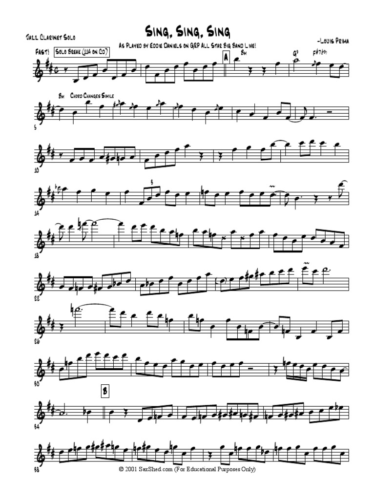 Sing Sing Sing Sibelius Correct Pdf Le Jazz Styles De Musique Americaine