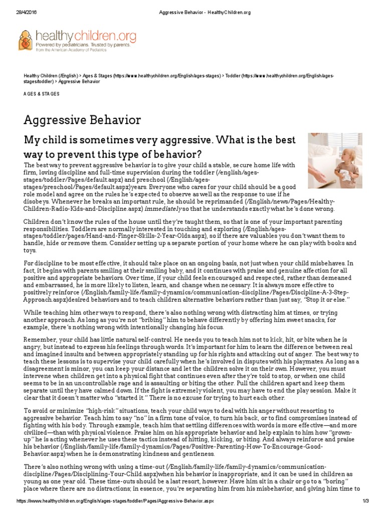 Aggressive Behavior - HealthyChildren | PDF | Pediatrics | Anger