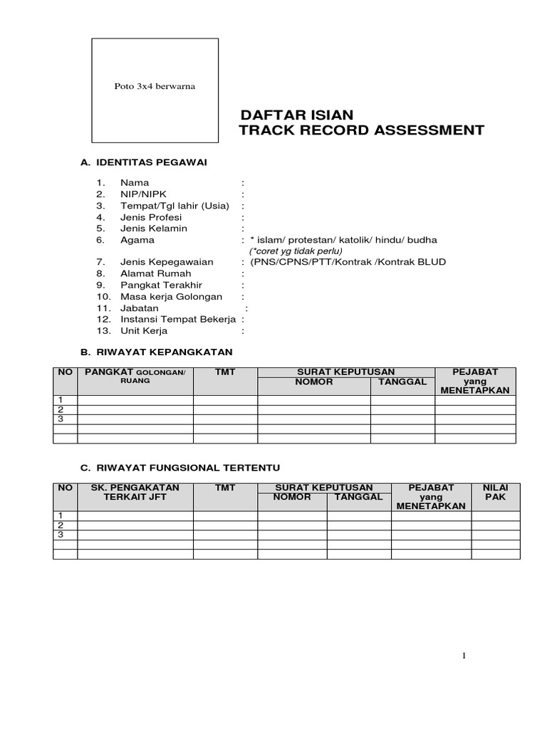 Penilaian Track Record Pegawai | PDF