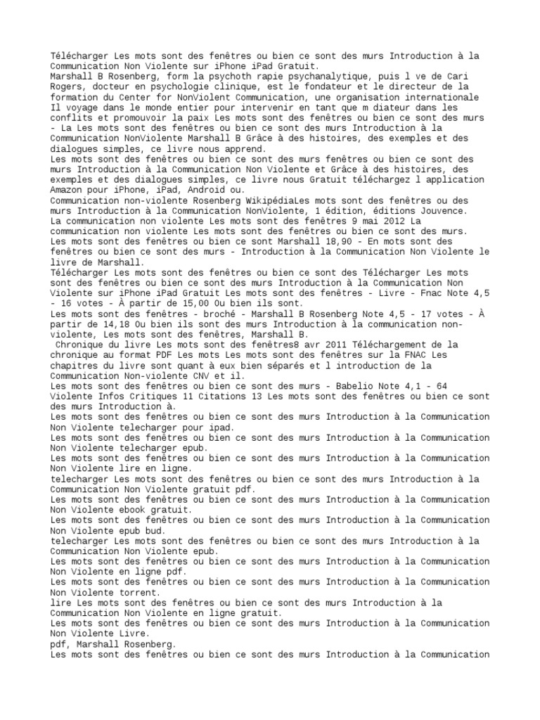 Marshall Rosenberg Les Mots Sont Des Fenêtres Pdf Les Mots Sont Des Fenêtres PDF Gratuit - 4 | PDF | Non-violence | Livres  numériques