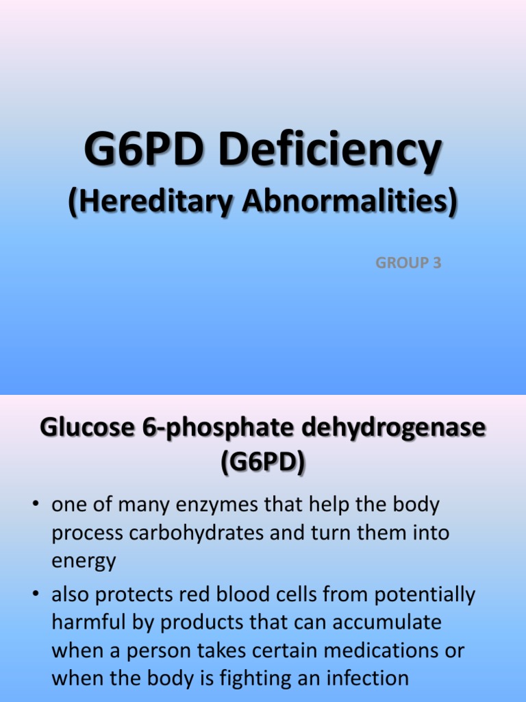 G6PD Deficiency Medical Specialties Clinical Medicine