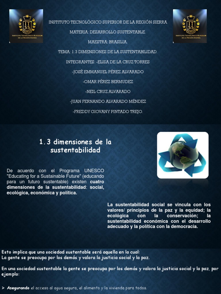1.3 Dimensiones de Sustentabilidad Sustentabilidad
