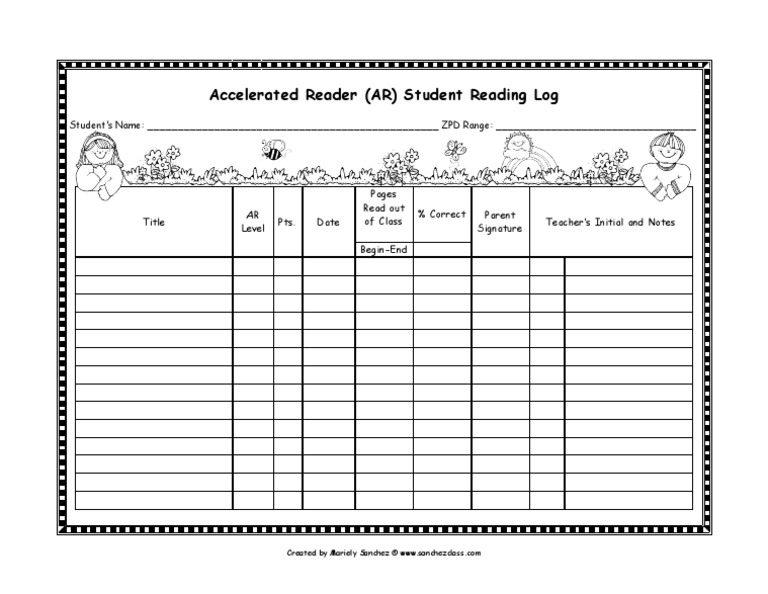 Accelerated reader reading log pdf