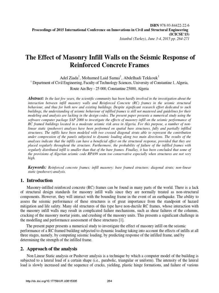 Seismic Impact of Masonry Infill on RC Frames | PDF | Strength Of ...