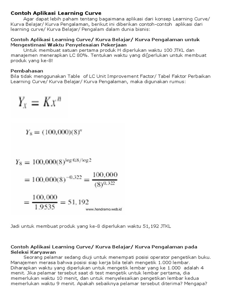Contoh Soal Learning Curve Dan Pembahasan Berbagi Contoh