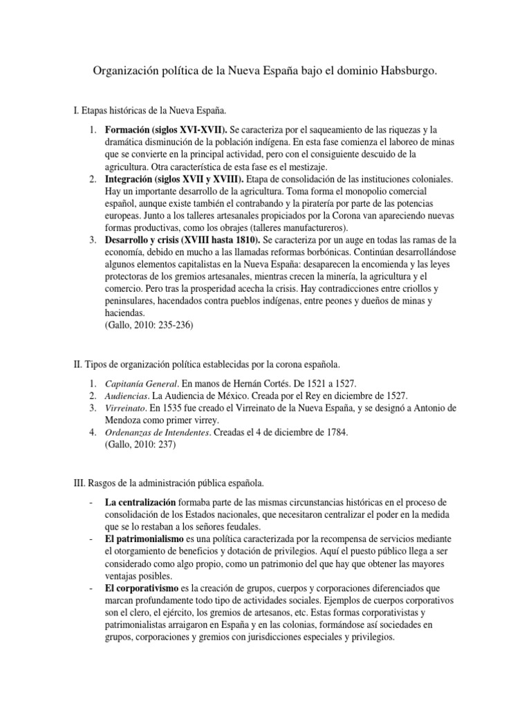 Organización Política de La Nueva España. | PDF | Nueva españa | España