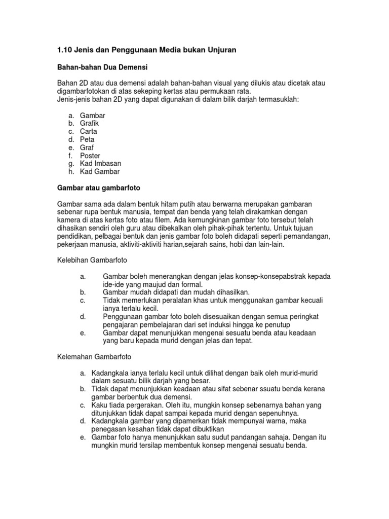 1 10 Jenis Dan Pengg Media Bukan Unjuran Pdf