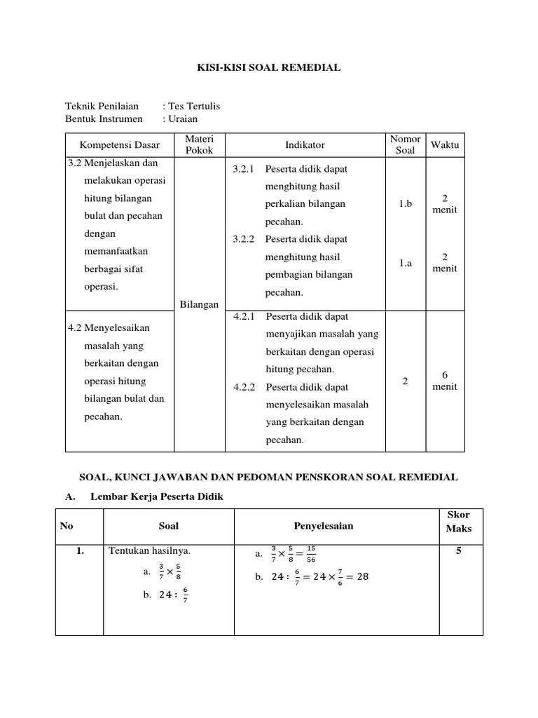 Kisi Kisi Remedial