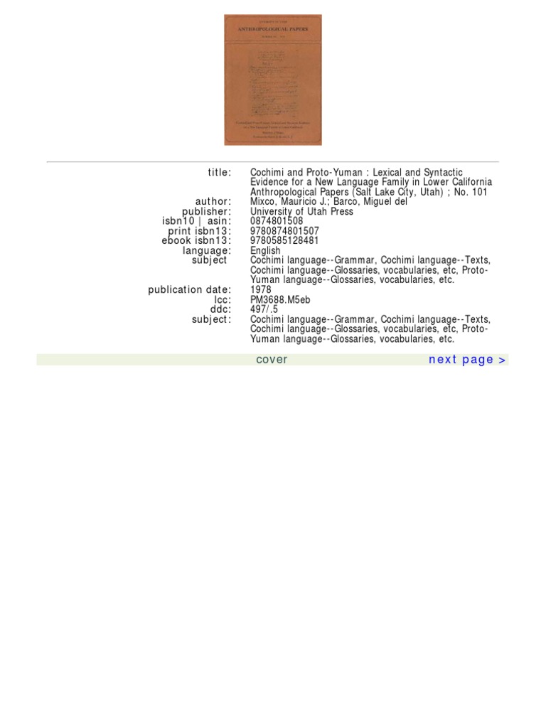 Mauricio J. Mixco-Cochimi and Proto-Yuman_ Lexical and Syntactic ...